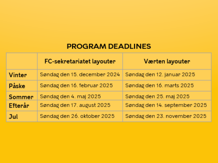program deadlines