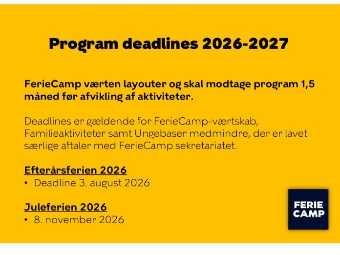 Deadlines for program